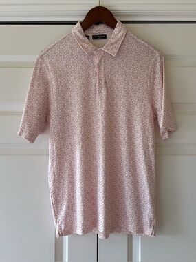 Saks Fifth Avenue Floral Print Tech Polo Shirt Mens Medium